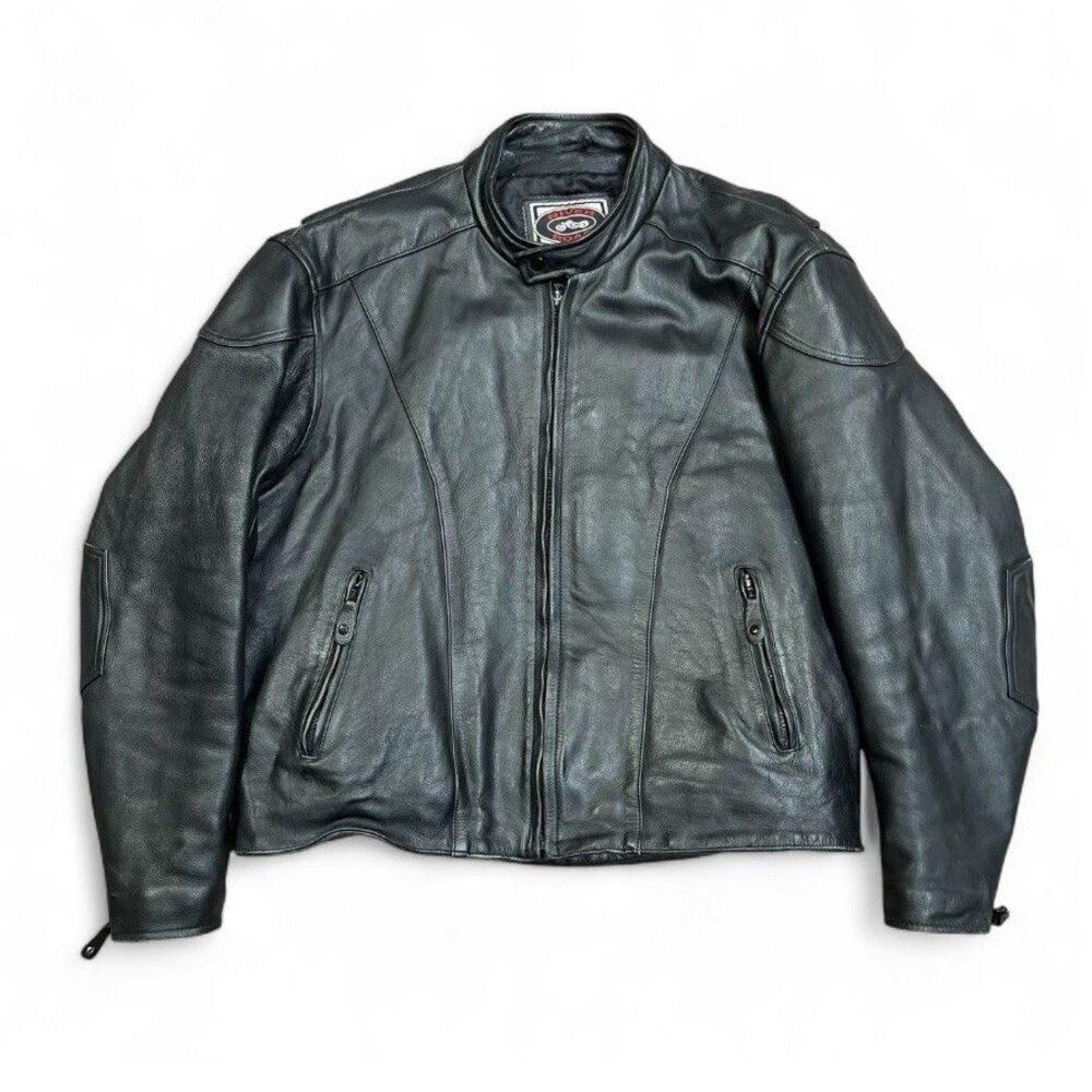 River Road Leather Motorcycle Jacket Black Lace Side Riding Jacket 50